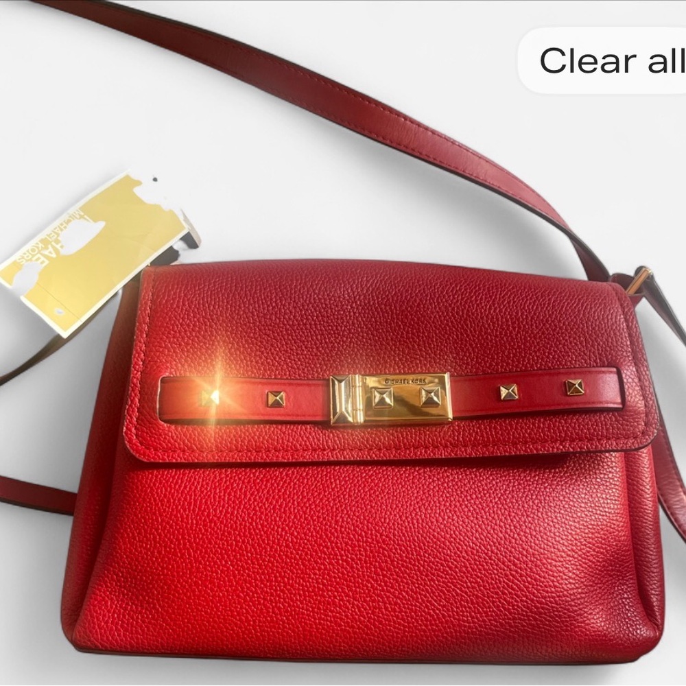 Michael Kors Red Crossbody Bag with Gold Accents